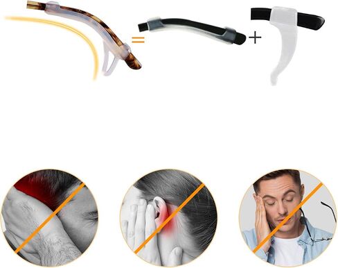 Eyeglasses Ear Grips Sleeve-Upgrade anti-slip Silicone Eyeglasses Temple Tips Sleeve Retainer-Sleeve with Hook design-Soft and comfort Glasses Ear hooks 6Pairs in Kuwait