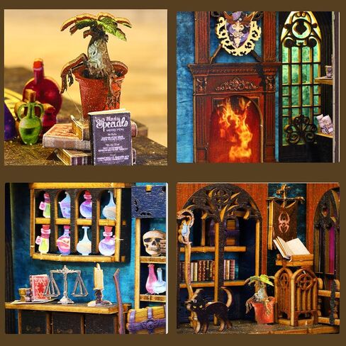 ISSEVE DIY Book Nook Kit، لغز خشبي ثلاثي الأبعاد DIY طقم منزل مصغر لتزيين رف الكتب، حامل كتاب سحري لبيت الكتب ورف الكتب للبالغين مع ضوء مستشعر (مكتبة الكتب) in Kuwait