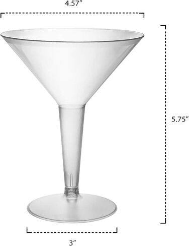 Party Essentials Plastic Two Piece 8-Ounce Martini Glasses/Party Cups, Clear, 20 Count in Kuwait