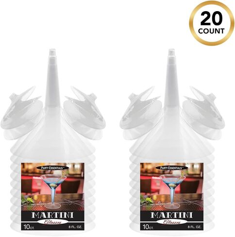 Party Essentials Plastic Two Piece 8-Ounce Martini Glasses/Party Cups, Clear, 20 Count in Kuwait