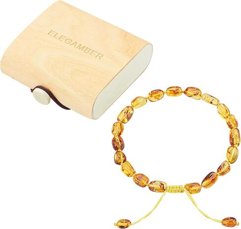 Baltic Amber Bracelet Gift Set -100% Certified Premium Quality Raw Baltic Amber-True amber stone bead(7 inch, M-code red) in Saudi Arabia
