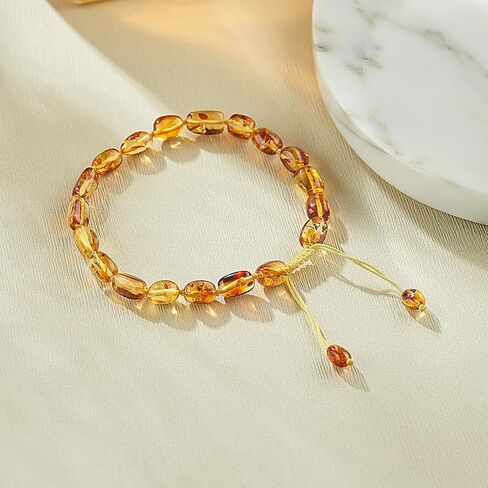 Baltic Amber Bracelet Gift Set -100% Certified Premium Quality Raw Baltic Amber-True amber stone bead(7 inch, M-code red) in Saudi Arabia