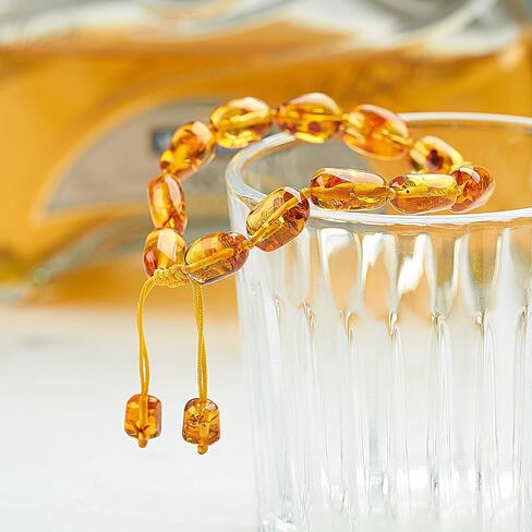 Baltic Amber Bracelet Gift Set -100% Certified Premium Quality Raw Baltic Amber-True amber stone bead(7 inch, M-code red) in Saudi Arabia