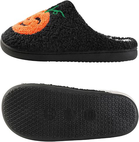 Halloween Pumpkin Slippers for Womens Mens Plush Warm Spooky Lantern Pumpkin Slippers House Shoes in Saudi Arabia