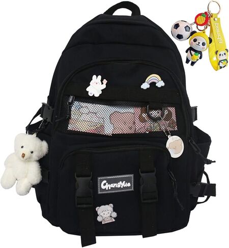 Kawaii Backpack with Kawaii Pins School Bag Rucksack Large Capacity Girls Backpack Teens Multi-Pocket Bookbag in Saudi Arabia