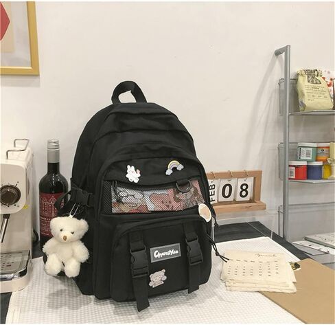 Kawaii Backpack with Kawaii Pins School Bag Rucksack Large Capacity Girls Backpack Teens Multi-Pocket Bookbag in Saudi Arabia