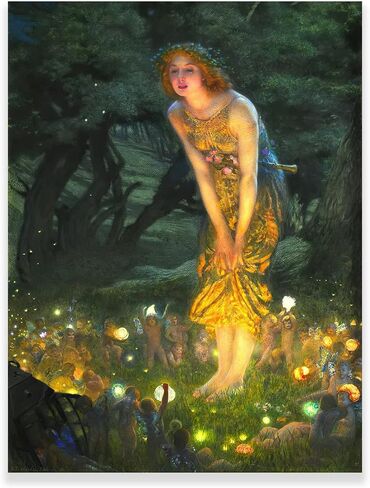 Edward Robert Hughes Art Prints - Midsummer Eve Fairy Painting Poster -Neoclassical Aesthetic Canvas Wall Art for Living Room Bedroom Home Decor Unframed Romantic Picture - Great Gift for Fairy in Saudi Arabia