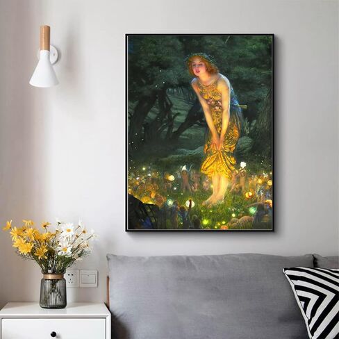 Edward Robert Hughes Art Prints - Midsummer Eve Fairy Painting Poster -Neoclassical Aesthetic Canvas Wall Art for Living Room Bedroom Home Decor Unframed Romantic Picture - Great Gift for Fairy in Saudi Arabia
