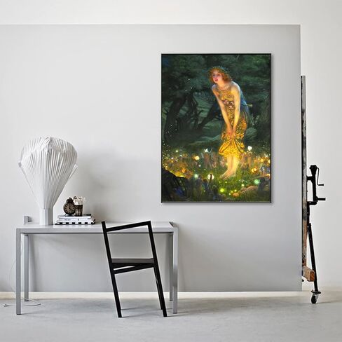 Edward Robert Hughes Art Prints - Midsummer Eve Fairy Painting Poster -Neoclassical Aesthetic Canvas Wall Art for Living Room Bedroom Home Decor Unframed Romantic Picture - Great Gift for Fairy in Saudi Arabia