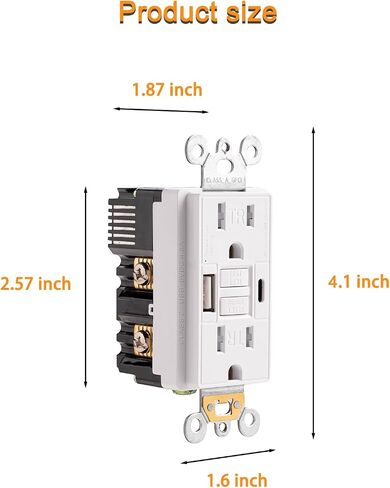 15 Amp Self-Test GFCI Outlet Combination with USB Type A and Type-C, Tamper Resistant Decorator Duplex Outlet, in-Wall, USB Charger for Smartphones, Tablets and Smart Home Appliance, White in Saudi Arabia