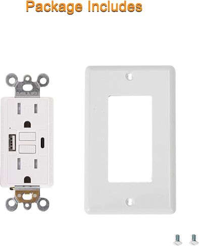 15 Amp Self-Test GFCI Outlet Combination with USB Type A and Type-C, Tamper Resistant Decorator Duplex Outlet, in-Wall, USB Charger for Smartphones, Tablets and Smart Home Appliance, White in Saudi Arabia
