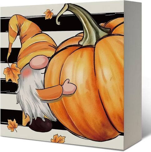 ديكور الخريف، ديكورات الخريف للمنزل علامة صندوق خشبي، المسترد الذهبي مع ديكور الخريف اليقطين، علامات خشبية لعيد الشكر، ديكور الخريف الريفي لديكور رف الطاولة، 5 × 5 بوصات in Kuwait