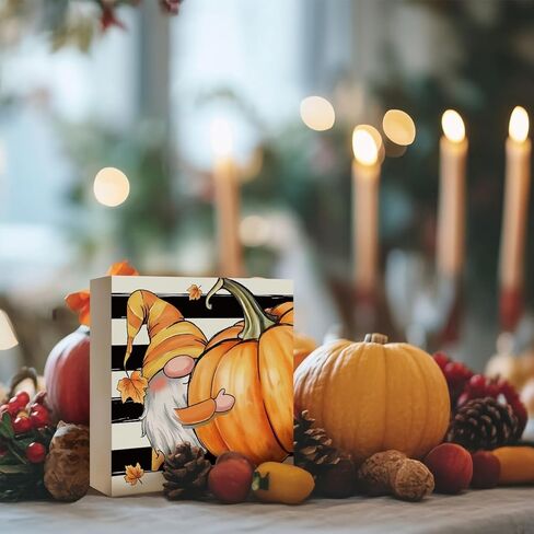 ديكور الخريف، ديكورات الخريف للمنزل علامة صندوق خشبي، المسترد الذهبي مع ديكور الخريف اليقطين، علامات خشبية لعيد الشكر، ديكور الخريف الريفي لديكور رف الطاولة، 5 × 5 بوصات in Kuwait