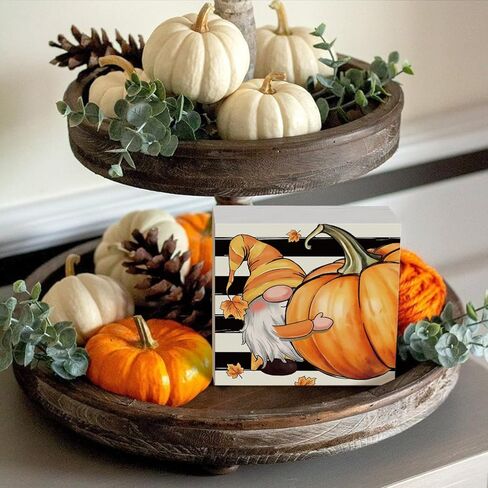 ديكور الخريف، ديكورات الخريف للمنزل علامة صندوق خشبي، المسترد الذهبي مع ديكور الخريف اليقطين، علامات خشبية لعيد الشكر، ديكور الخريف الريفي لديكور رف الطاولة، 5 × 5 بوصات in Kuwait