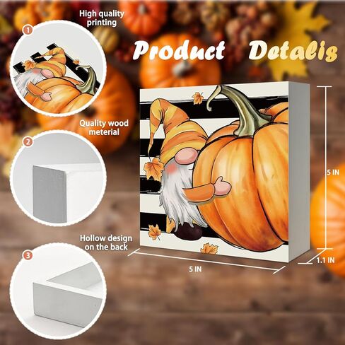 ديكور الخريف، ديكورات الخريف للمنزل علامة صندوق خشبي، المسترد الذهبي مع ديكور الخريف اليقطين، علامات خشبية لعيد الشكر، ديكور الخريف الريفي لديكور رف الطاولة، 5 × 5 بوصات in Kuwait