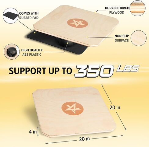 Yes4All 20 inch Professional Rocker Board with 3 levels 15,18 and 20 degrees, 3in1 Balance Board Sports Trainer Combo in Saudi Arabia