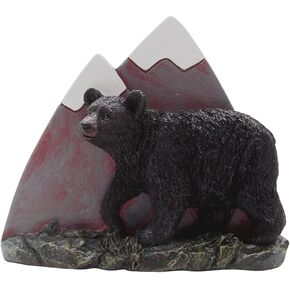 Scenic Mountain with Black Bear Napkin Holder, Rustic Cabin Décor, Unique Tabletop Decoration, 5.5 Inches
