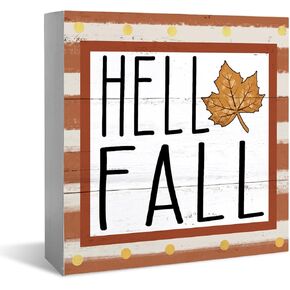 Rustic Fall Decor Pumpkins Wooden Box Sign, Fall Decorations for Home Indoor, Buffalo Plaid Pumpkin, Fall Thanksgiving Wood Square Sign Desk Block Signs Home Shelf Office Decoration 5 x 5 Inches