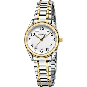 Small Gold Watches for Women Pointer Ladies Watches,Gold Expandable Stainless Steel Strap,Easy Read Dial,Water Resistant.