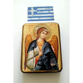 Wooden Greek Christian Orthodox Wood Icon of Archangel Michael / A0
