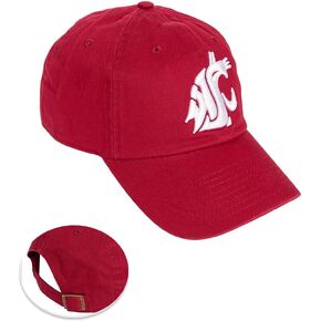 Desert Cactus Washington State University Baseball Hat WSU Cougars Cougs Brimmed Embroirderd Hats Cap Adjustable Cloth Strap Adult (Style C1) Red