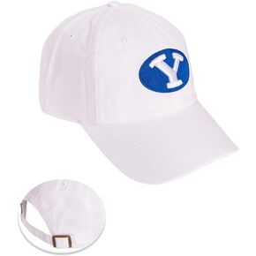 Desert Cactus BYU Brigham Young University University Baseball Hat Cougars Cougs Brimmed Embroirderd Hats Cap Adjustable Cloth Strap Adult (Style B1) White