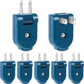7 Piece Replacement Plug Extension Cord Plug 2 Prong, 125V 15A Electric Plug Rotatable Electrical Plug Extension Cord Replacement Ends Ideal for Small Appliances Power Strips and Lamps DIY Craft
