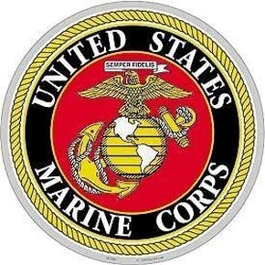 USMC Logo Aluminum Sign Round 12"