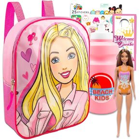 Barbie Mini Backpack for Girls - Bundle with 11" Barbie Backpack Plus Barbie Doll, Stickers, Water Bottle, and More | Barbie Travel Bag Activity Set