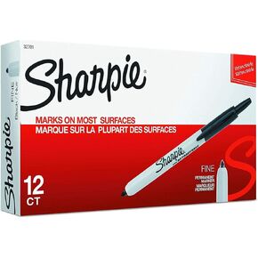 Sharpie 32701 Retractable Permanent Markers, Fine Point, Black, 24 Count (2 Boxes of 12 Markers each Box)
