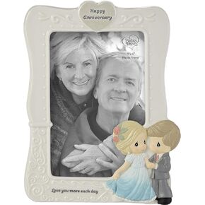 Precious Moments Anniversary Picture Frame | Love You More Each Day Bisque Porcelain Photo Picture Frame | 4x6 Photo Frame