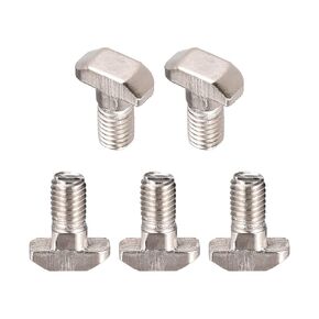 M8x20mm(DxL) T-Slot Drop-in Stud Sliding Bolt Screw - 5Pack - Good for Construction Industry - Carbon Steel Zinc Plated T Track Bolts - Silver Tone
