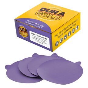 Dura-Gold Premium 6" PSA Purple Film Ceramic Sanding Discs, 50 Disc Variety Pack, Grits 60, 80, 120, 180, 220, 320, 400, 600, 800, 1000 - Self Adhesive Stickyback Sandpaper, DA & Random Orbital Sander