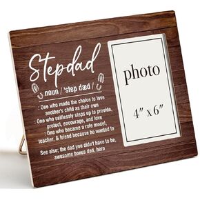 Nurawo Gift for Stepdad Stepfather Stepped up Dad Bonus Dad Stepdad Gifts Picture Wooden Frame (4x6 Inch Photo)