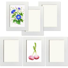 5x7 inch Stick-On Collage Picture Frames Set of 6,Photo Frame Collage for Wall Decor,No Nails Needed,Wall Mounting Display for Photos,Gallery Decor for Home Office Living Room Exhibition Wedding,White