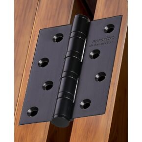 12 Packs of Matte Black Stainless Steel Hinges (4x3"), High Load for Interior Doors, Silent Ball Bearings, Gate Compatible, 30+ Years Lifespan
