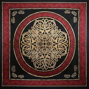 India Arts Cotton Full 88 x 106 inches Celtic Tapestry Wall Hanging Thin Bedspread Bed Sheet Tablecloth Throw Beach Sheet Red Black