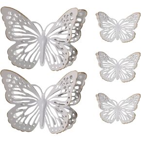 PREMIUS 5 Piece Metal Butterfly Accents Wall Decor Set, Premium Metal Material with Charming & Stunning Design, Perfect for Living Room, and Bedroom Decor, Gold, (3) 6 Inches, (2) 12 Inches