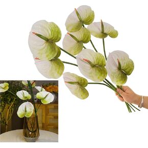 10pcs Artificial Anthurium,28 Inch Faux Tropical Plants Tailflowers,Realistic Flamingo Flower for Home Decor Centerpiece Wedding Bouquet Bonsai,Autumn Color