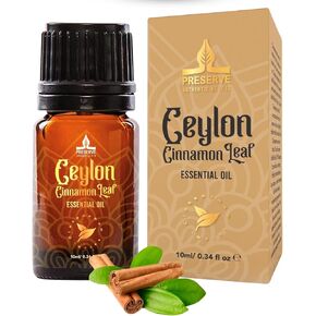 PRESERVE Ceylon Cinnamon Bark Essential Oil, 100% Pure Natural Oil, Undiluted, Therapeutic Grade Base Oil for Aromatherapy, Diffuser, Fragrance, Food. 10ml/0.34oz.