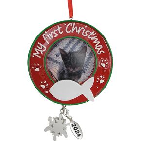 Second Walnut Kitty Cat First Christmas Ornament Picture Frame - New Kitten Christmas Ornaments Baby Cat 1st Xmas Personalization at home - Year Tag with Gift Bag included in Saudi Arabia
