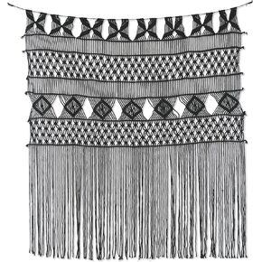 Macrame Wall Hanging Large Black Macrame Wall Decor Boho Panels Handmade Fiber Art Yarn Wall Home Crafts 52" W x 57" L