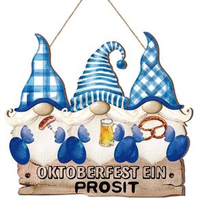 Huwena Oktoberfest Wooden Door Sign Oktoberfest Gnomes Hanging Sign Oktoberfest Autumn Wooden Signs for Home Decor Rustic Farmhouse Door Sign for Outdoor Porch Home Harvest Decor