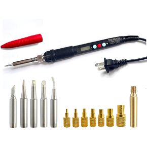 60W Digital Soldering Iron Heat Set Insert Tool with Extra Soldering Tips and Heat Set Insert Tips