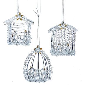 Kurt S. Adler 2.16-Inch Spun Glass Nativity, 3 Piece Set Ornaments, Multi, 3 Count, Christmas