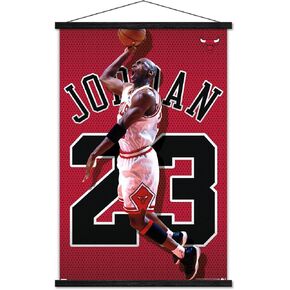 Trends International Michael Jordan - Jersey Wall Poster, 22.375" x 34", Print and Black Hanger Bundle