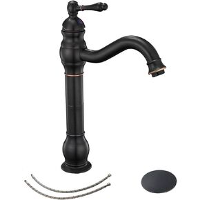 صنبور الحمام بالوعة النيكل المصقول صنبور 360 درجة قطب طويل صنبور معقوفة مقبض واحد 1 حفرة الحنفيات سفينة مع يطفو على السطح سدادة استنزاف لا يوجد تجاوز خطوط العرض خالية من الرصاص in Kuwait