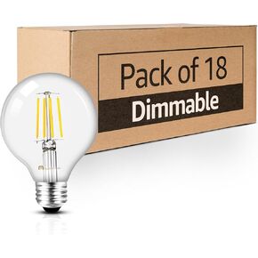 MASTERY MART G25 Globe Light Bulbs Dimmable, E26 Base [60W Equivalent], 2700K Soft White, Vintage Style Decorative Filament Bulb for Bathroom Mirror, 5.5W LED, UL, Energy Star, 6 Pack