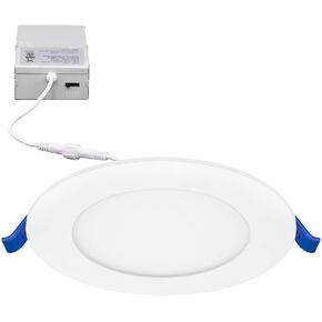Maxxima 4 in. 5 CCT Ultra Thin Recessed LED Downlight - 5 Color Temperature Selectable 2700K/3000K/3500K/4000K/5000K, 750 Lumens, Slim Canless, IC Rated, Dimmable Ceiling Light, J-Box Included