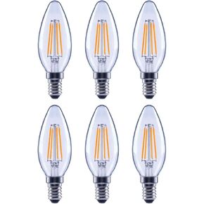 EcoSmart 60-Watt Equivalent B11 Dimmable Energy Star Clear Glass Filament LED Vintage Edison Light Bulb Bright White (6-Pack)